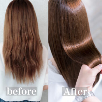 縮毛矯正ビフォーアフター（ロング）｜うねり・広がりが自然なストレートに仕上がった実例