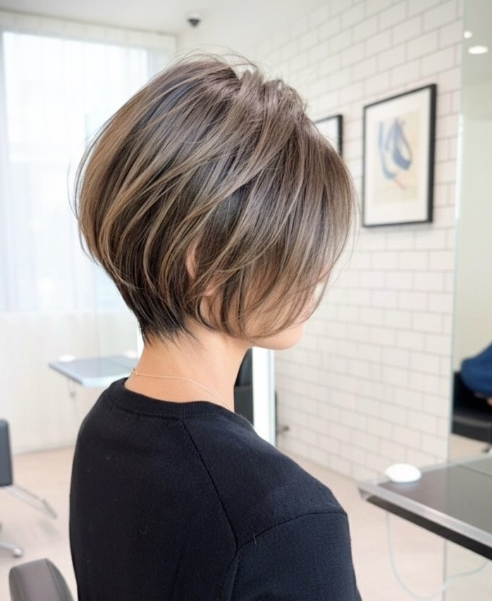 赤みを抑えて上品に見えるブリーチなしグレージュカラーの髪色イメージ