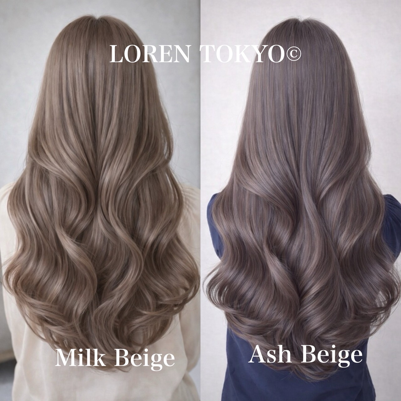 銀座でブリーチなしグレージュカラーをした上品な大人女性のヘアカラー