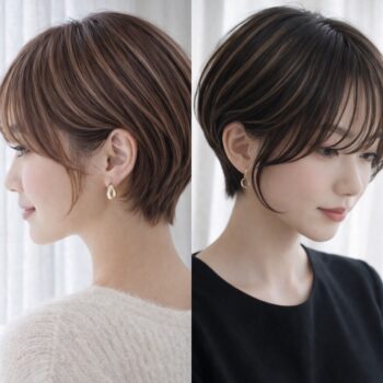 前髪を下ろしても分けても自然に見える2wayバングの横顔イメージ