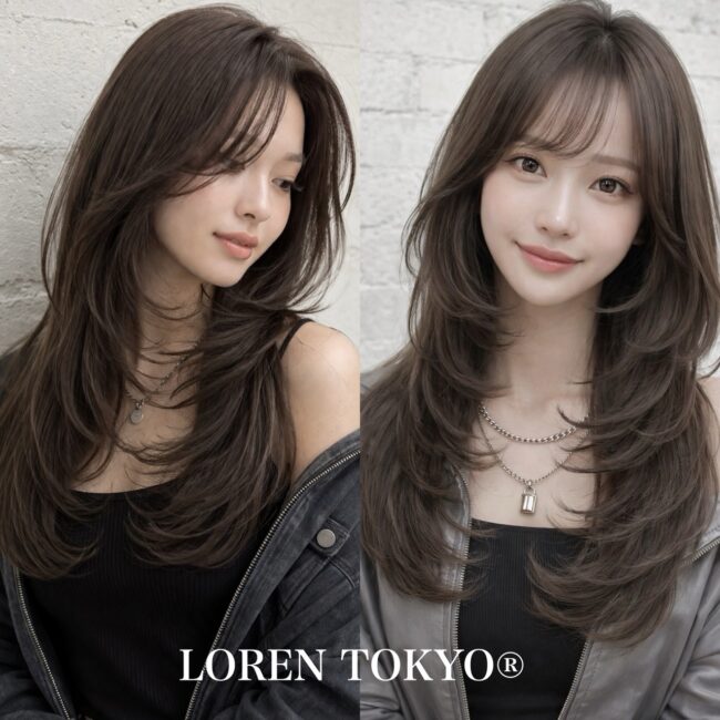 高めの位置から軽さが出るハイレイヤーでやわらかく見える大人女性ヘア