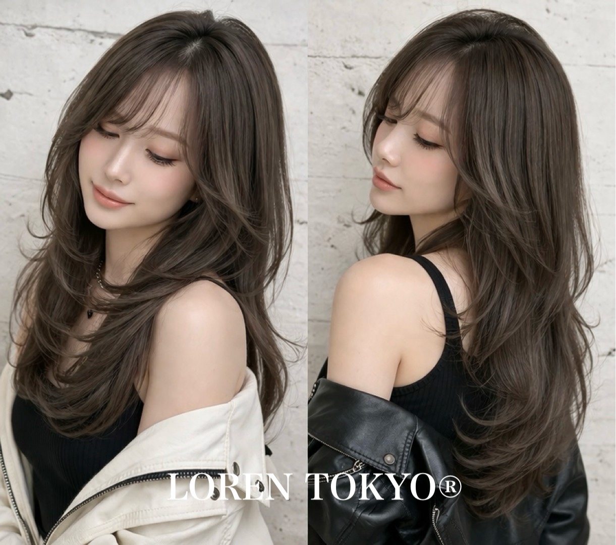 顔まわりレイヤーと毛先の重さのバランスが分かるハッシュカットの横顔イメージ