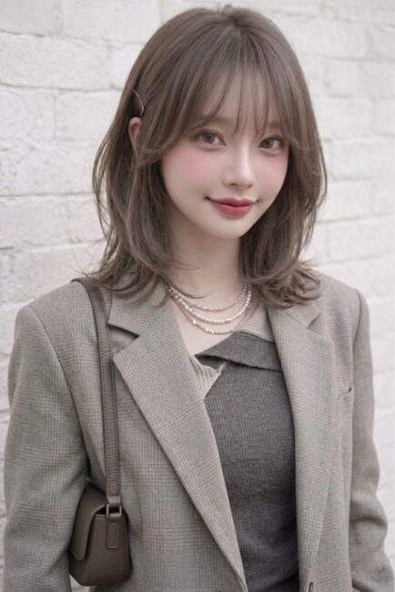 前髪ありなしの両方が楽しめる2wayバングの大人女性ヘアスタイル