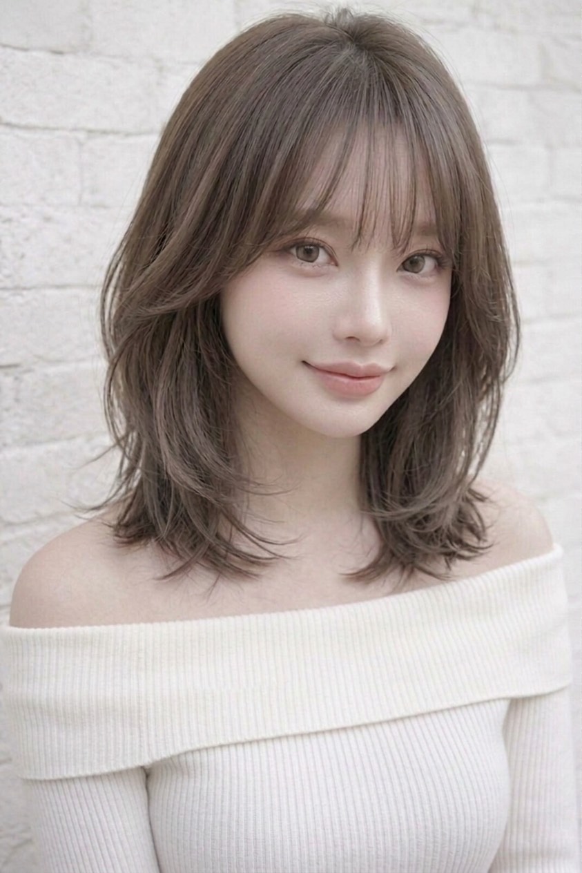 ストレートでも自然な動きが見えるハイレイヤーの横顔イメージ