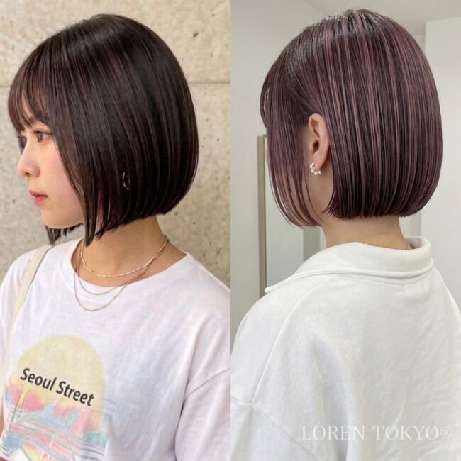 タッセルボブのライン感がきれいに見える大人女性のボブスタイル