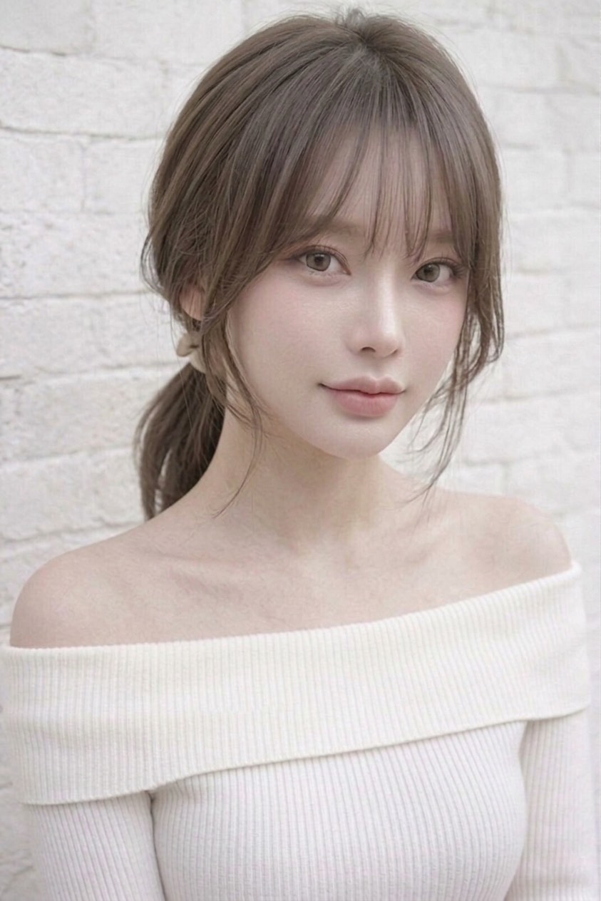 結んだ時も顔まわりが自然に残るレイヤースタイルの大人女性