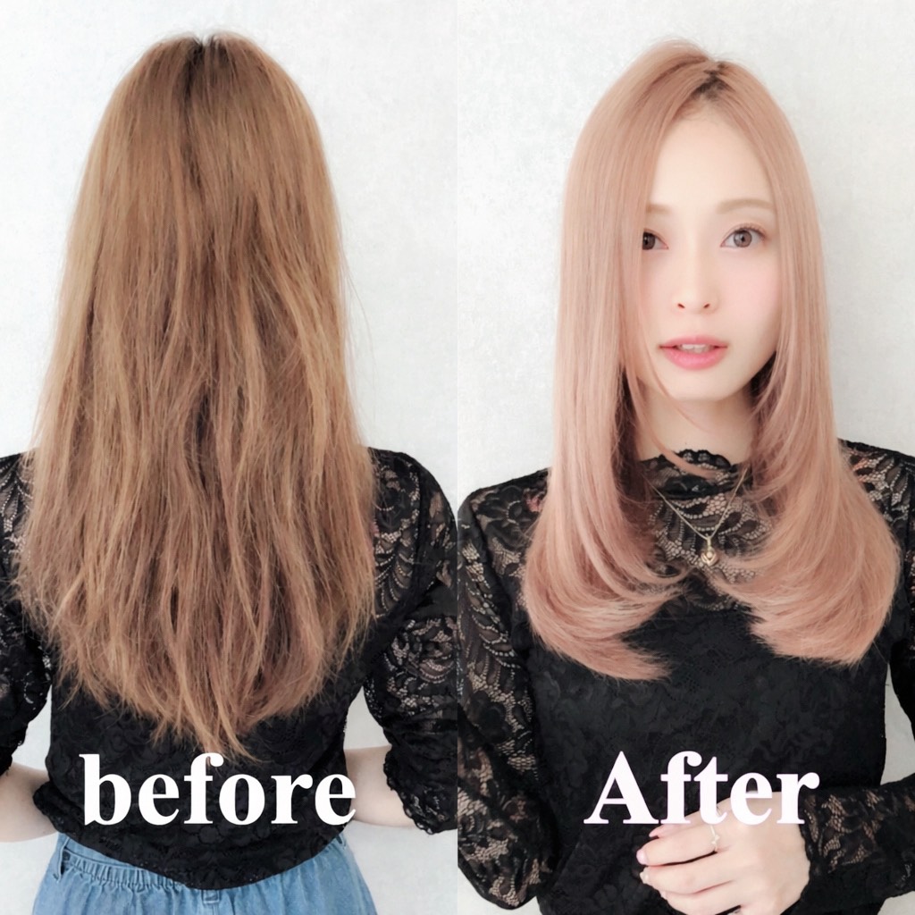 ブリーチ毛でも根元中心の縮毛矯正で自然に整ったビフォーアフター