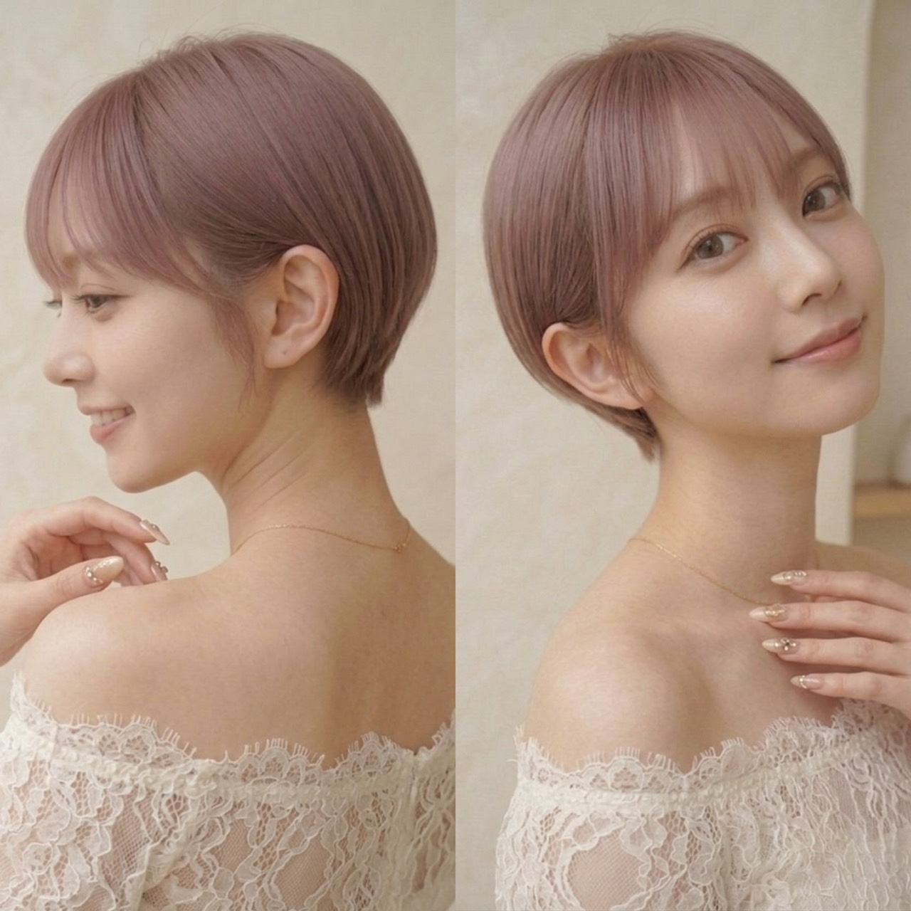 セットなしでも扱いやすい自然なレイヤーボブの仕上がり写真