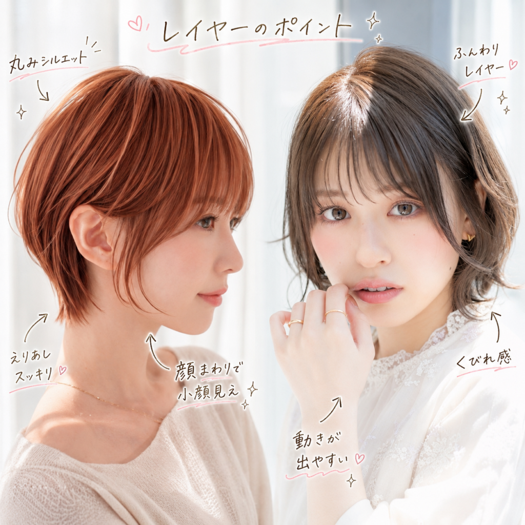 レイヤーボブとくびれボブの違いと顔まわりのポイント