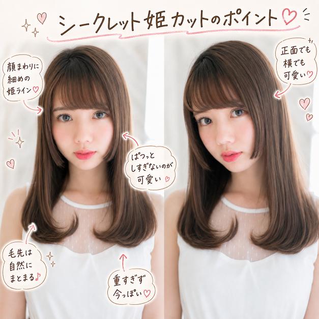 ぱつっとした姫カットと自然な姫カットレイヤーの比較