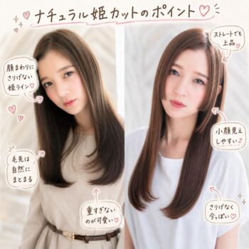 顔まわりの幅と長さを調整した今っぽい姫カット